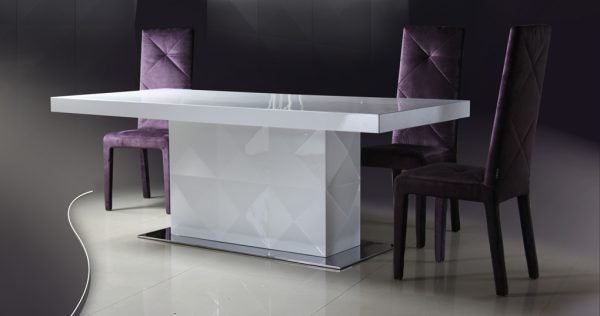 Versus Eva Modern White Lacquer Dining Table - Image 3