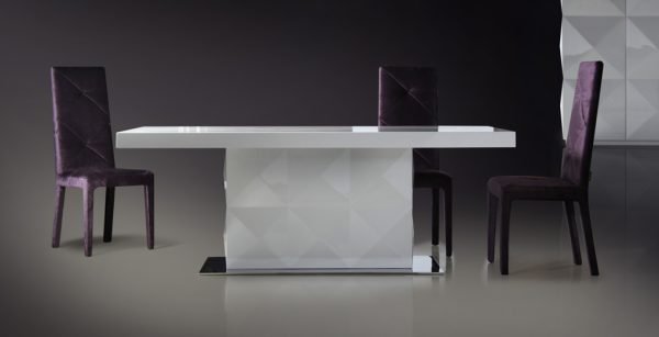 Versus Eva Modern White Lacquer Dining Table - Image 2