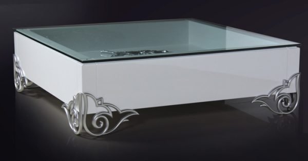 LS538 Emma Modern White Coffee Table w/ Glass Top - Image 3