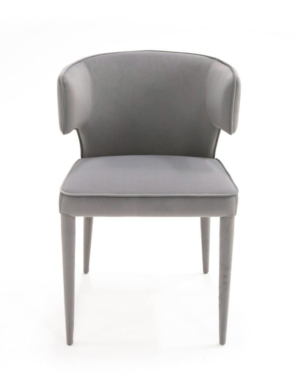 Modrest Lucero - Modern Grey Velvet Arm Dining Chair - Image 2