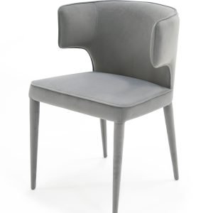Modrest Lucero - Modern Grey Velvet Arm Dining Chair