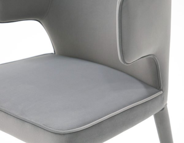 Modrest Lucero - Modern Grey Velvet Arm Dining Chair - Image 4