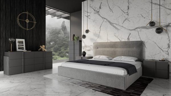 Nova Domus Juliana - Italian Modern Dark Grey Upholstered Bed