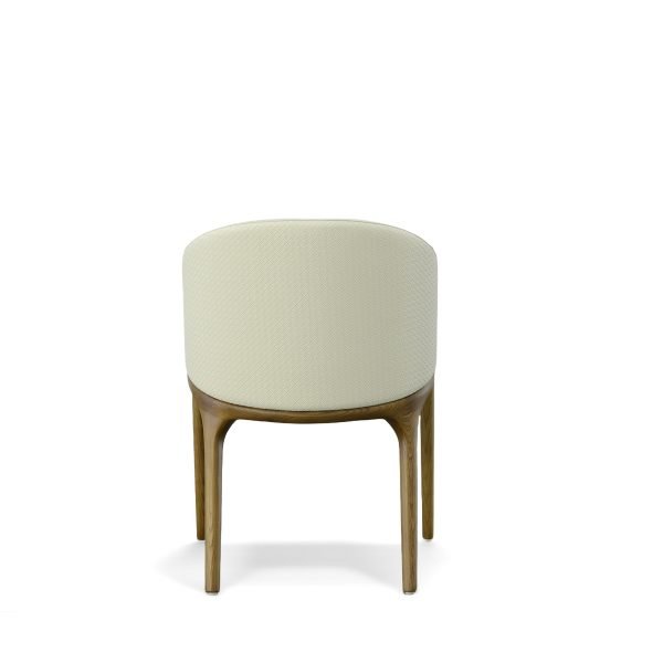 Modrest Lunde Cream Fabric and Walnut Arm Dining Chair - Image 4