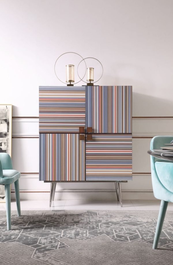 Modrest Macoy - Modern Multicolor and Black Ash Wine Cabinet
