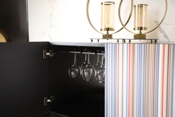 Modrest Macoy - Modern Multicolor and Black Ash Wine Cabinet - Image 2