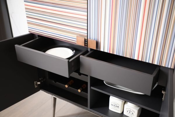 Modrest Macoy - Modern Multicolor and Black Ash Wine Cabinet - Image 4