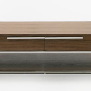 Modrest Heloise - Modern Walnut and Stainless Steel Coffee Table