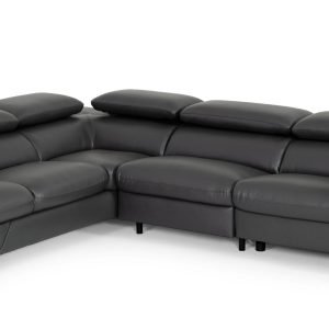 Divani Casa Maine - Modern Dark Grey Eco-Leather Left Facing Sectional Sofa with Recliner