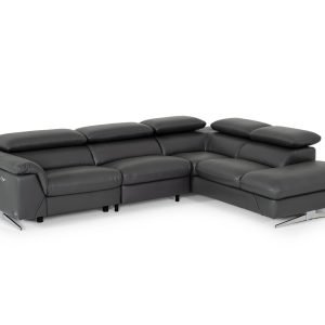 Divani Casa Maine - Modern Dark Grey Eco-Leather Right Facing Sectional Sofa with Recliner