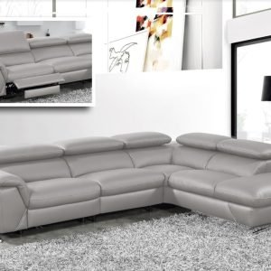 Divani Casa Maine - Modern Medium Grey Eco-Leather Right Facing Sectional Sofa with Recliner