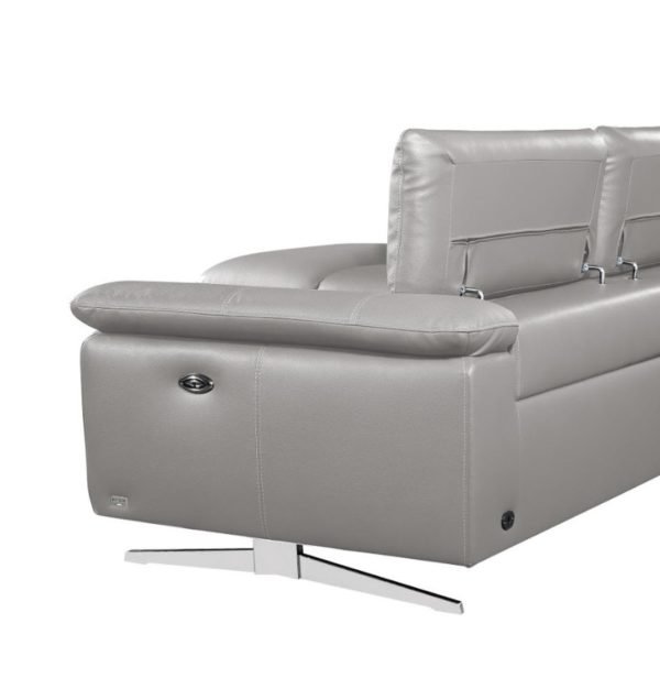Divani Casa Maine - Modern Medium Grey Eco-Leather Right Facing Sectional Sofa with Recliner - Image 3