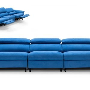 Divani Casa Maine - Modern Royal Blue Fabric Sofa w/ Electric Recliners
