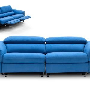 Divani Casa Maine - Modern Royal Blue Fabric Sofa w/ Electric Recliners