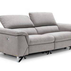 Divani Casa Maine - Modern Light Grey Fabric Sofa w/ Electric Recliners