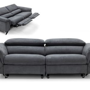 Divani Casa Maine - Modern Dark Grey Fabric Sofa w/ Electric Recliners