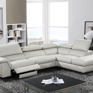 Divani Casa Maine - Modern Light Grey Eco-Leather Right Facing Sectional Sofa with Recliner