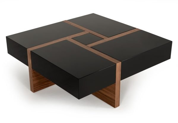 Modrest Makai Modern Black & Walnut Coffee Table