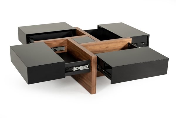 Modrest Makai Modern Black & Walnut Coffee Table - Image 2
