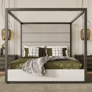 Modrest Manhattan - Contemporary Canopy Grey Bed -queen