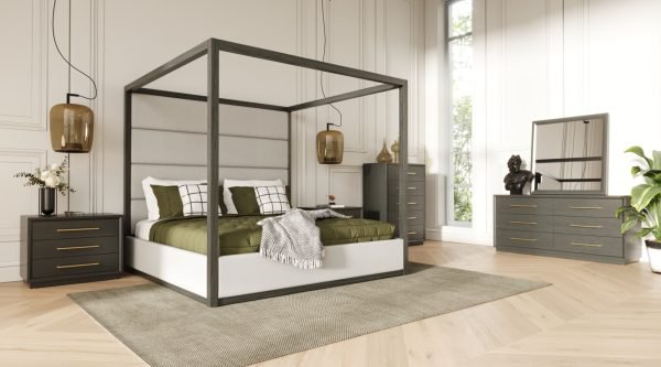 Modrest Manhattan- Contemporary Grey and Gold Dresser - Image 4
