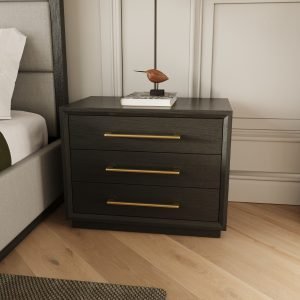 Modrest Manhattan- Contemporary Grey and Gold Nightstand