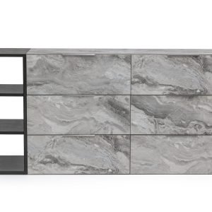 Nova Domus Maranello - Modern Grey Wash & Faux Marble Dresser