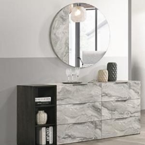 Nova Domus Maranello - Modern Grey Faux Marble Mirror