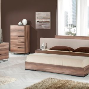Nova Domus Matteo Italian Modern Walnut & Fabric Bedroom Set