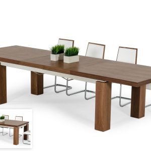 Modrest Maxi - Modern Walnut & Stainless Steel Dining Table