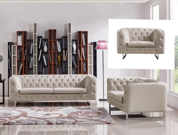 Divani Casa Caswell Modern Beige Fabric Chair - Image 2