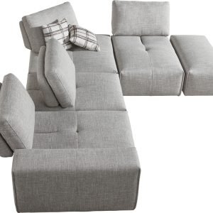 Divani Casa Platte - Modern Grey Fabric Modular Sectional Sofa