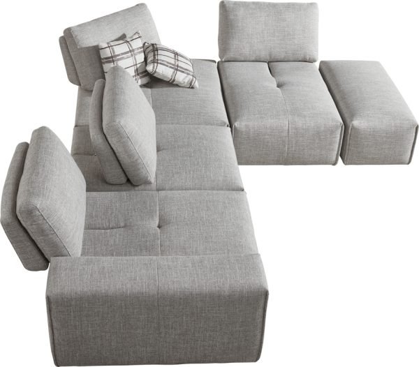 Divani Casa Platte - Modern Grey Fabric Modular Sectional Sofa