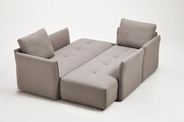 Divani Casa - Polson Modern Light Grey Fabric Modular  Sectional Sofa Bed - Image 4