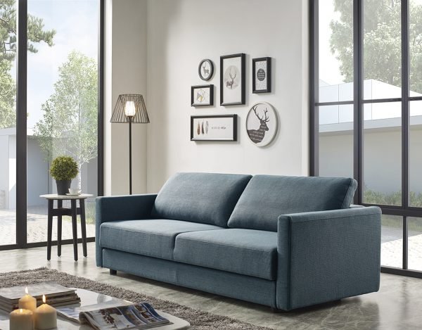 Divani Casa Fredonia Modern Blue-Green Fabric Sofa Bed w/ Storage - Image 5