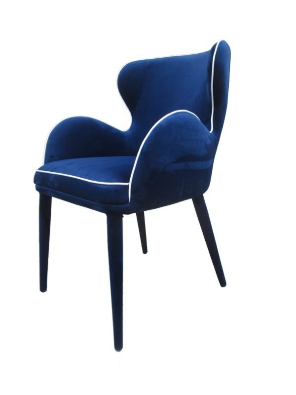 Modrest Tigard Mid-Century Blue Fabric Dining Chair - Image 4