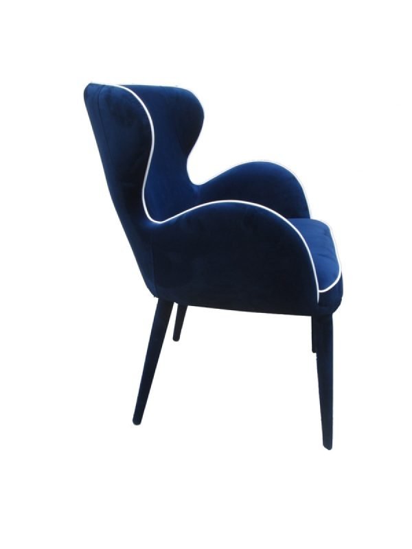 Modrest Tigard Mid-Century Blue Fabric Dining Chair - Image 5