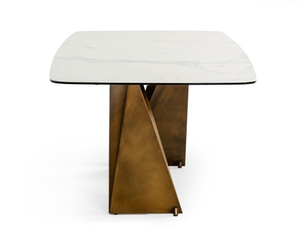 Modrest Melanie - Modern White Ceramic & Brushed Brown Dining Table - Image 3