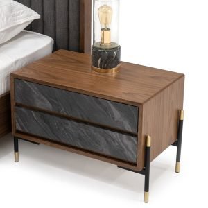 Nova Domus Metcalf - Mid-Century Walnut & Grey Nightstand