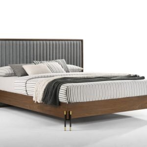 Nova Domus Metcalf - Queen Mid-Century Walnut & Grey Bed