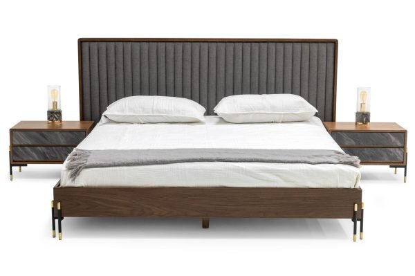 Nova Domus Metcalf - Mid-Century Walnut & Grey Bed - Image 2