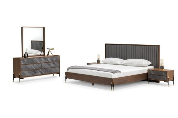 Nova Domus Metcalf - Mid-Century Walnut & Grey Bedroom Set - Image 2