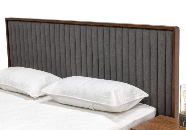 Queen Nova Domus Metcalf - Mid-Century Walnut & Grey Bed w/ Two Nightstands - Image 4