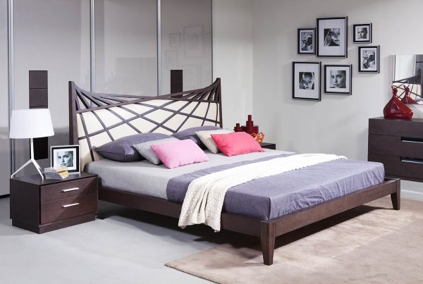 Modrest Prism Modern Brown & Beige Bonded Leather Bed - Image 3