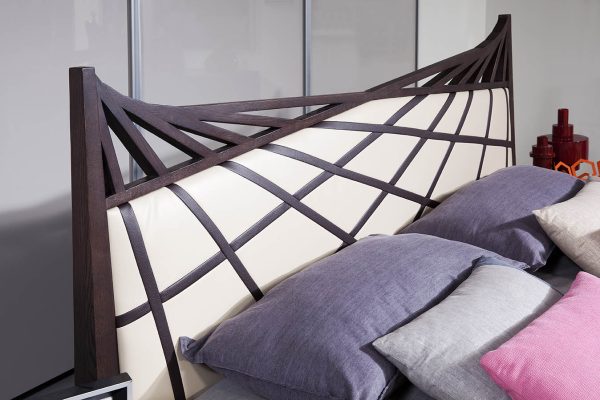 Modrest Prism Modern Brown & Beige Bonded Leather Bed - Image 4