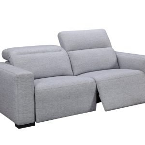 Divani Casa Bode - Modern Grey Fabric Sofa with 2 Recliners