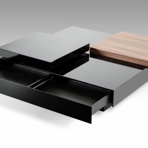 Ambry Modern Walnut and Black Coffee Table