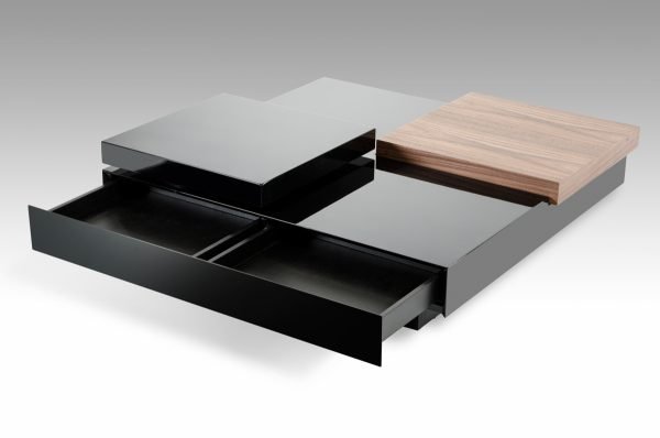 Ambry Modern Walnut and Black Coffee Table