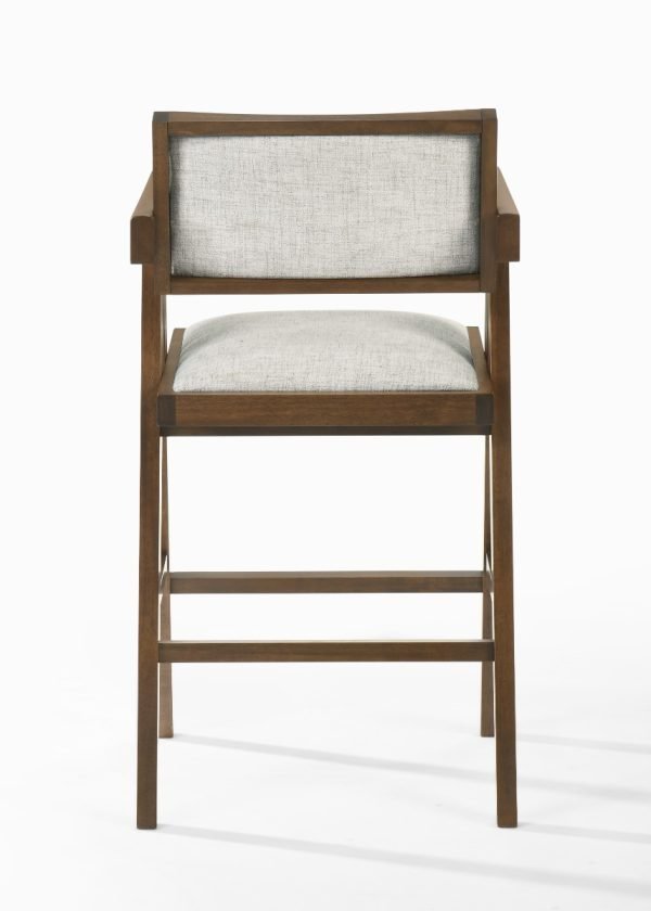 Modrest Fern - Modern Walnut and Beige Counter Stool Set of 2 - Image 3