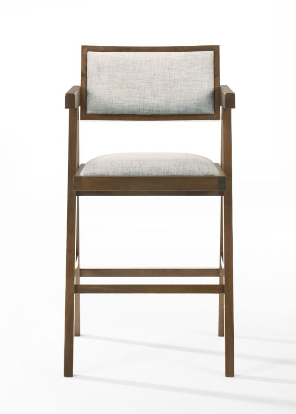 Modrest Fern - Modern Walnut and Beige Counter Stool Set of 2 - Image 2